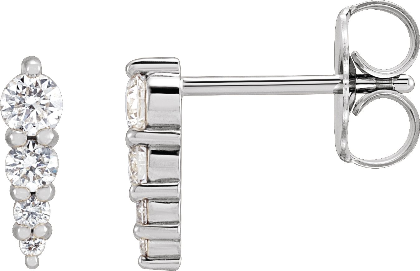 14K White 1/5 CTW Natural Diamond Graduated Bar Earrings
