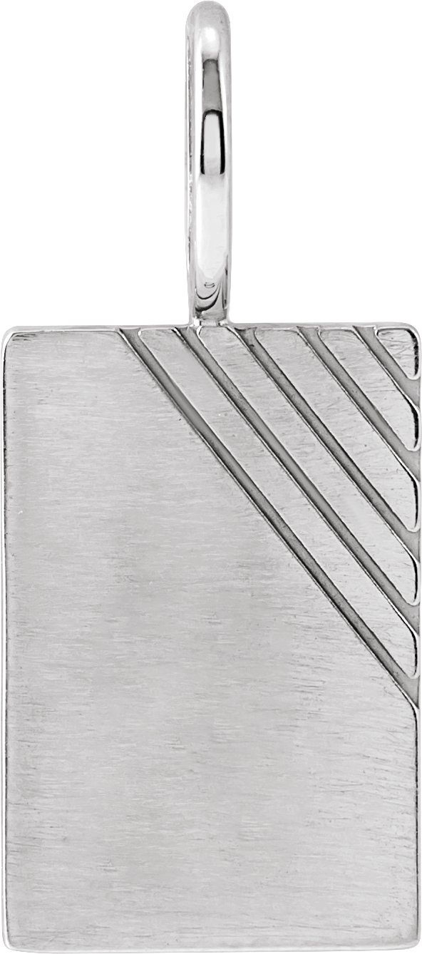 14K White Engravable Dog Tag Charm/Pendant