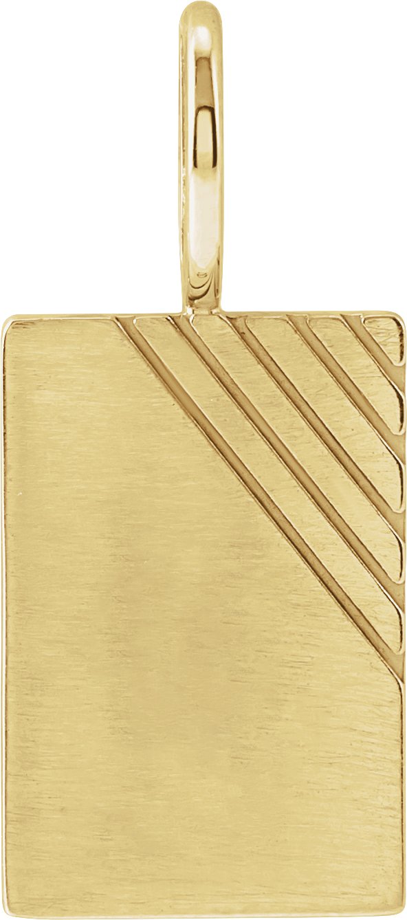 14K Yellow Engravable Dog Tag Charm/Pendant