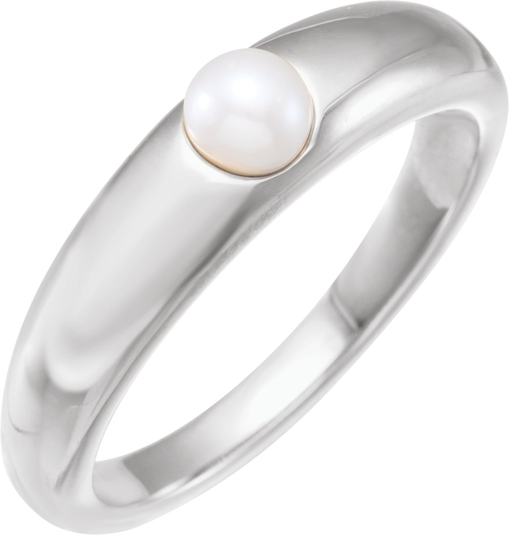 Platinum Cultured Akoya Pearl Dome Ring Ref 18664072