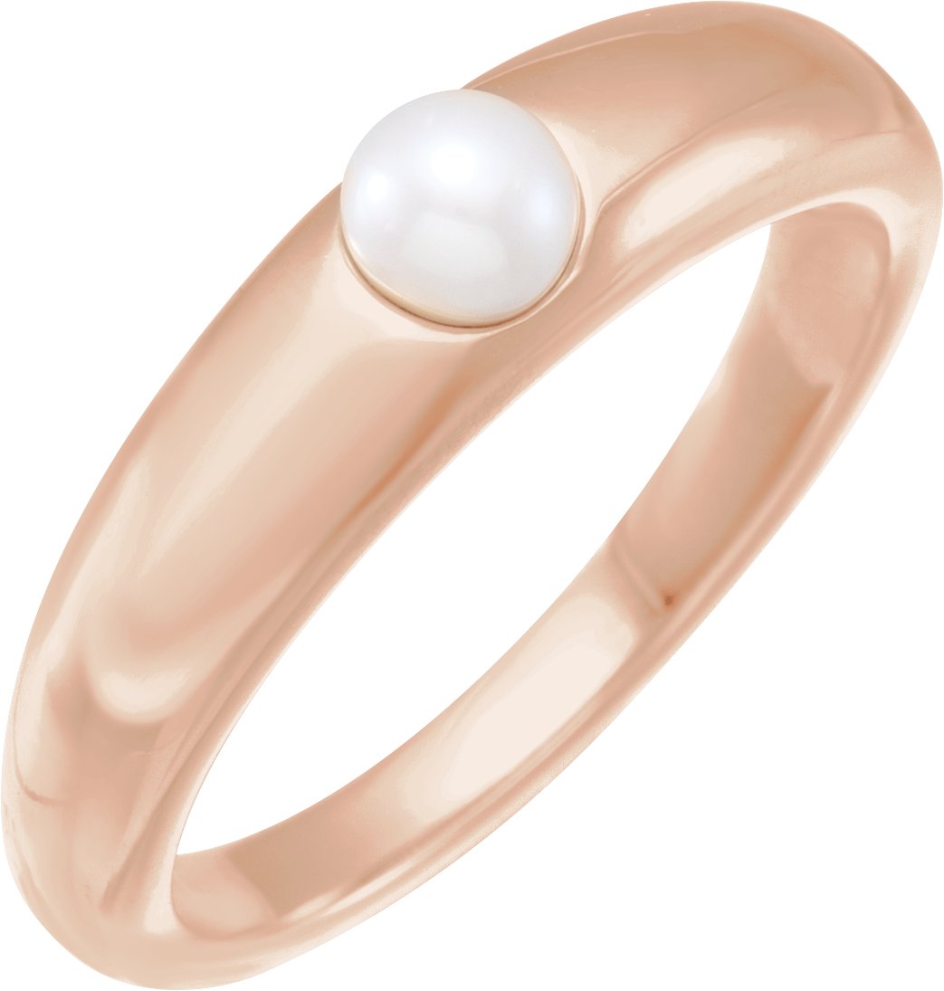 14K Rose Cultured Akoya Pearl Dome Ring Ref 18664070