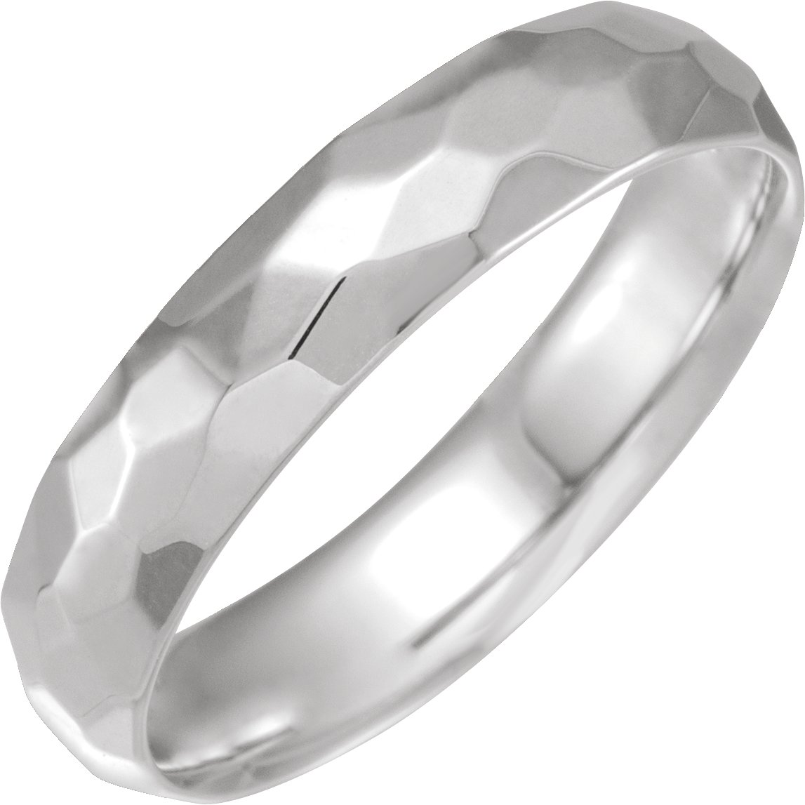 14K White 5 mm Textured Patterned Band Size 10