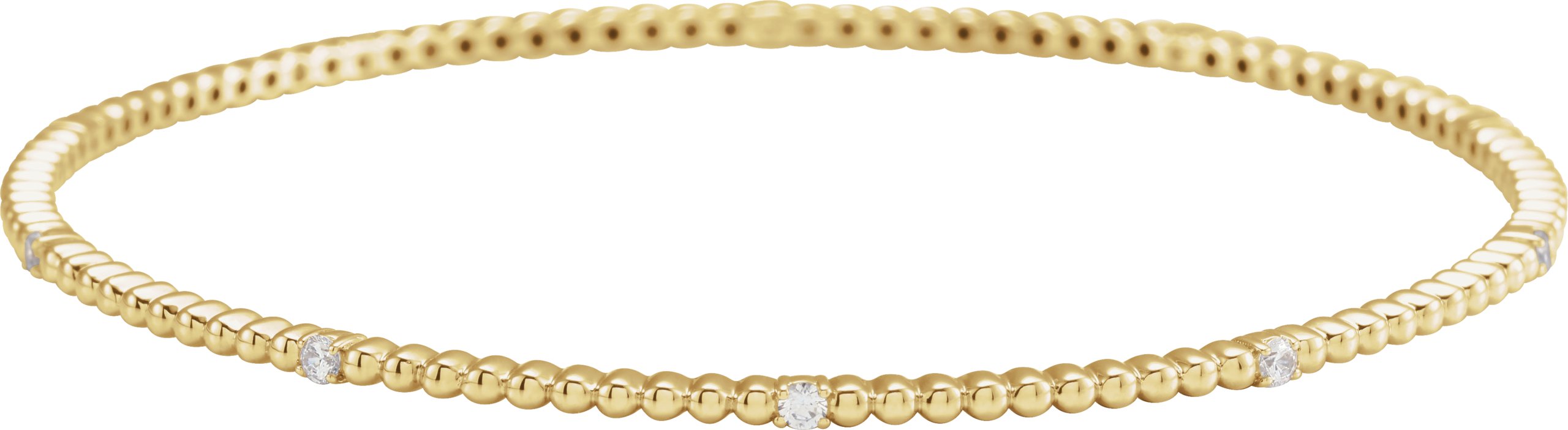 14K Yellow 1/3 CTW Natural Diamond Beaded Bangle 7 3/4" Bracelet