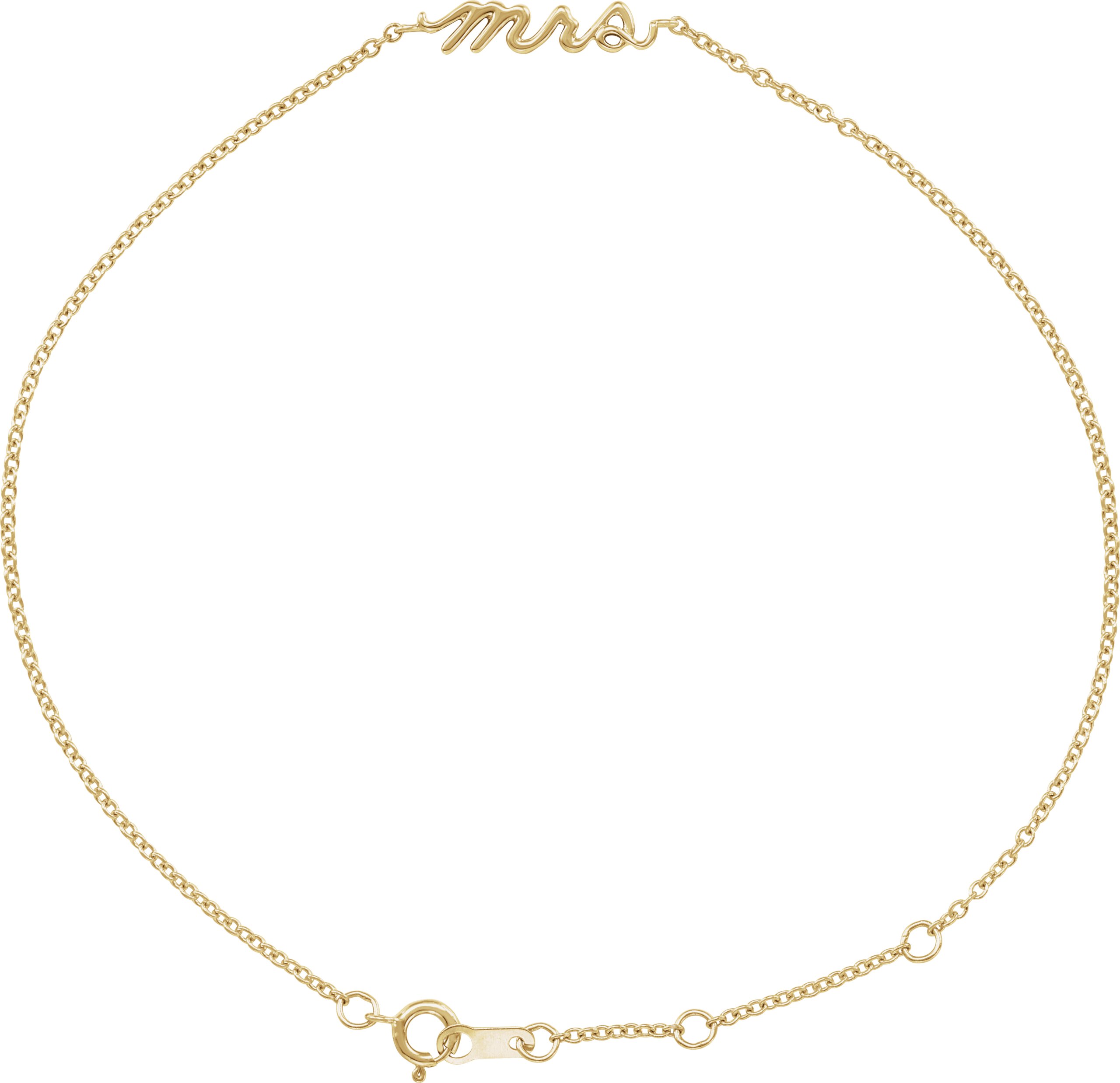 14K Yellow Script Mrs 6 1/2-7 1/2" Bracelet