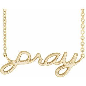 14K Yellow 23.1x7.37 mm Pray 18" Necklace