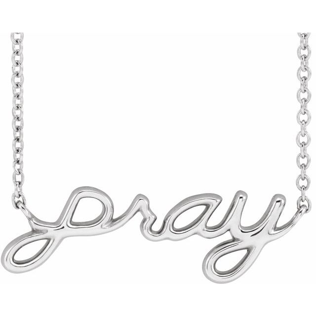 Sterling Silver 23.1x7.37 mm Pray 18 Necklace
