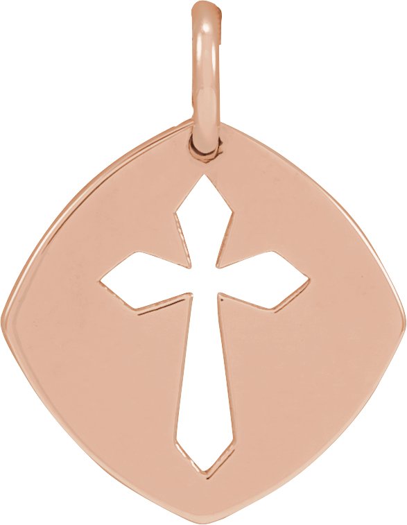 14K Rose 12.75x9.99 mm Pierced Cross Pendant