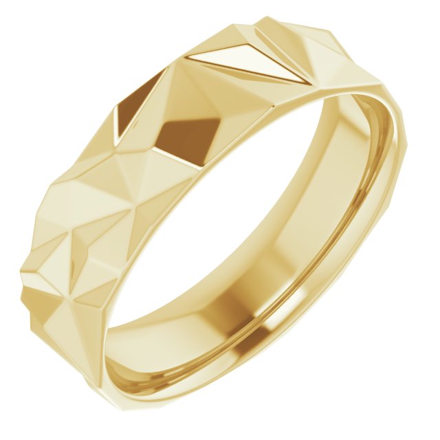 Geometric Patterned Band – 10K Yellow Gold