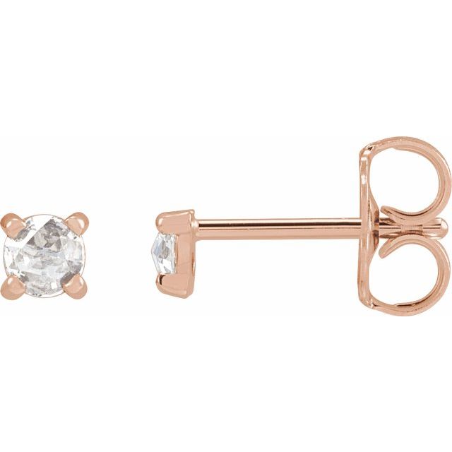 14K Rose 1/8 CTW Rose-Cut Natural Diamond 4-Prong Claw Earrings
