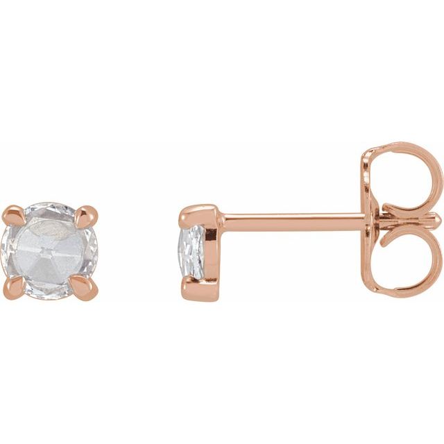 14K Rose 1/3 CTW Rose-Cut Natural Diamond 4-Prong Claw Earrings