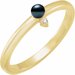 14K Yellow Cultured Black Akoya Pearl & .015 CT Natural Diamond Ring