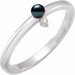 14K White Cultured Black Akoya Pearl & .015 CT Natural Diamond Ring