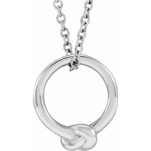 14K White Circle Knot 18" Necklace
