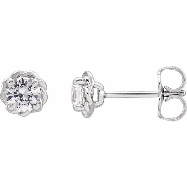 Platinum 4 mm Natural White Sapphire Claw-Prong Rope Earrings
