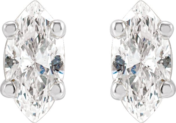 14K White 1/8 CTW Diamond Earrings