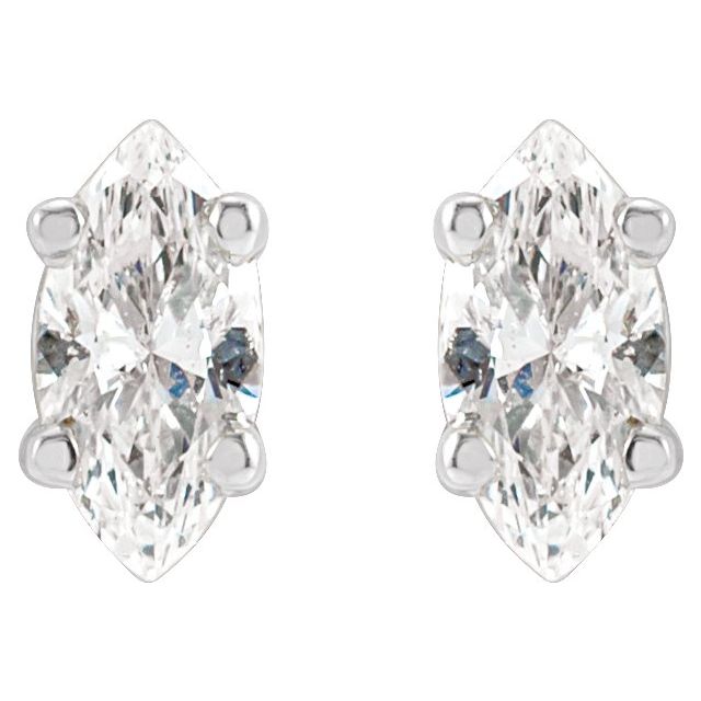 14K White 1/8 CTW Diamond Earrings