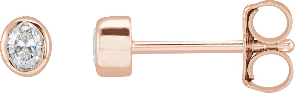 Oval Bezel-Set Stud Earrings