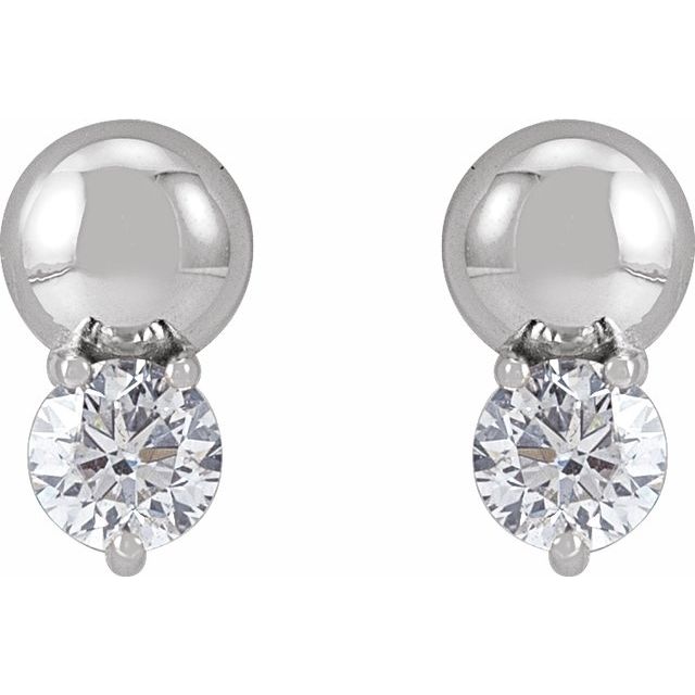 14K White 1/3 CTW Natural Diamond Bead Earrings