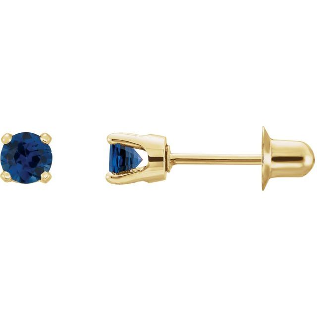 14K Yellow Natural Blue Sapphire Earrings