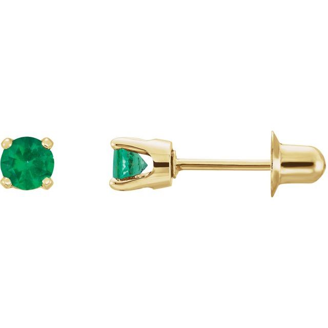 14K Yellow Natural Emerald Earrings