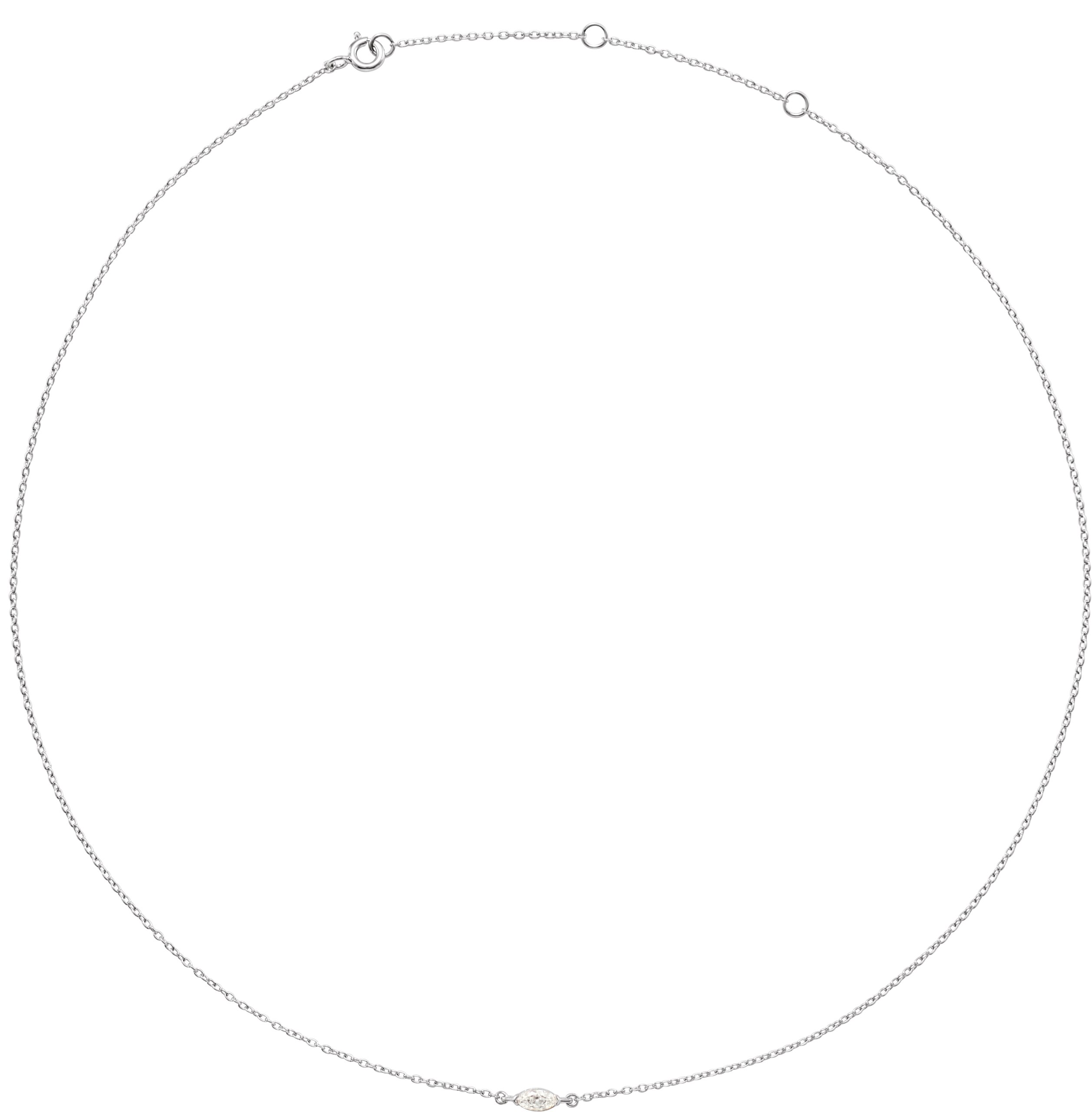 14K White 1/4 CT Lab-Grown Diamond 16-18" Necklace