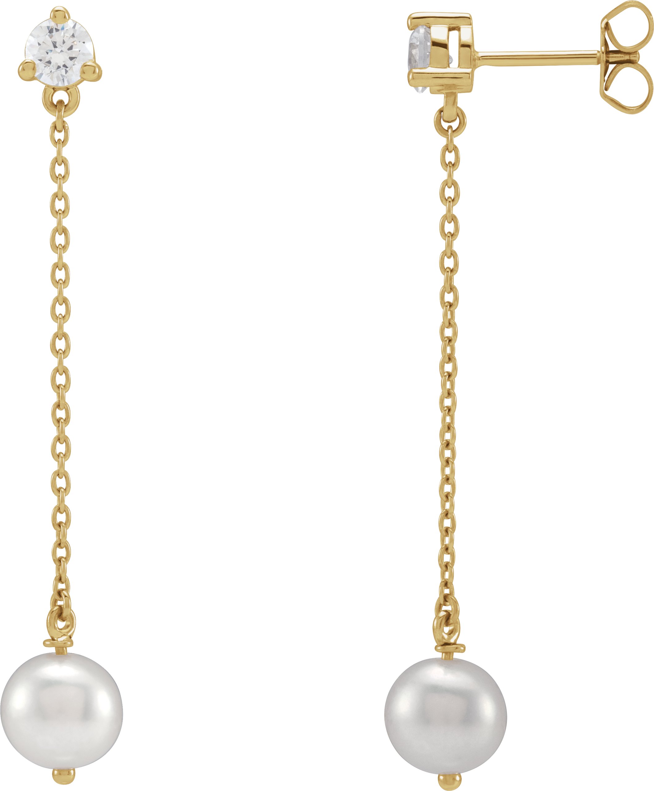 14K Yellow Cultured Freshwater Pearl and 0.50 CT Lab Grown Diamond Earrings Ref 18734690