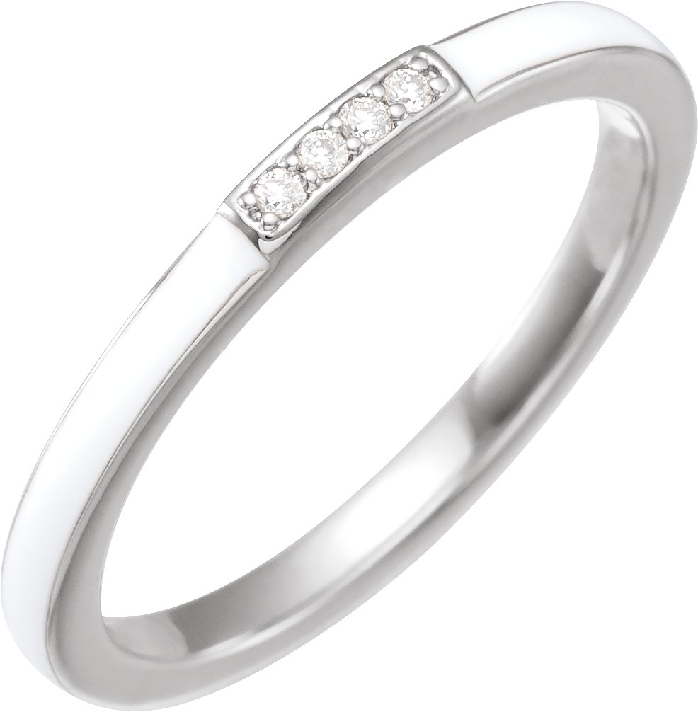 14K White .03 CTW Natural Diamond & White Enamel Stackable Ring