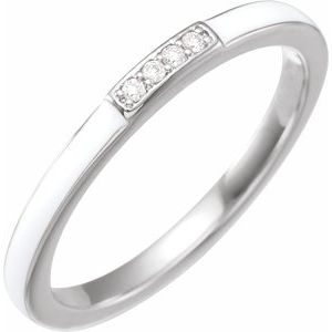 14K White .03 CTW Natural Diamond & White Enamel Stackable Ring