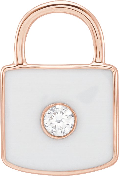 14K Rose Gold Diamond Lock Pendant