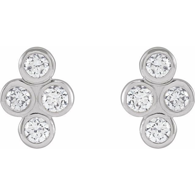 Platinum 1/2 CTW Natural Diamond Cluster Earrings