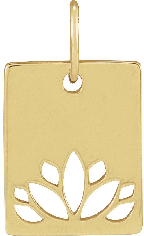 14K Yellow 13.78x8 mm Lotus Pendant