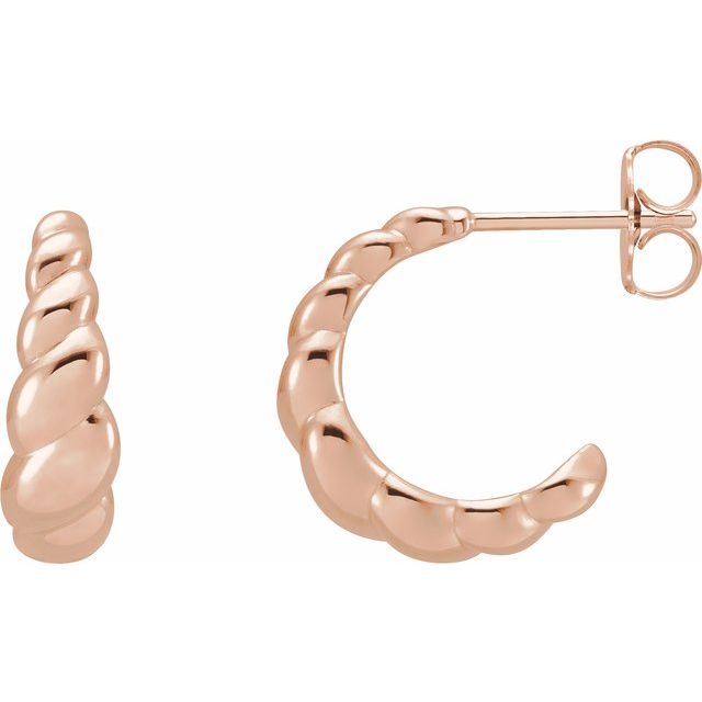 14K Rose Rope Dome Right Hoop Earring