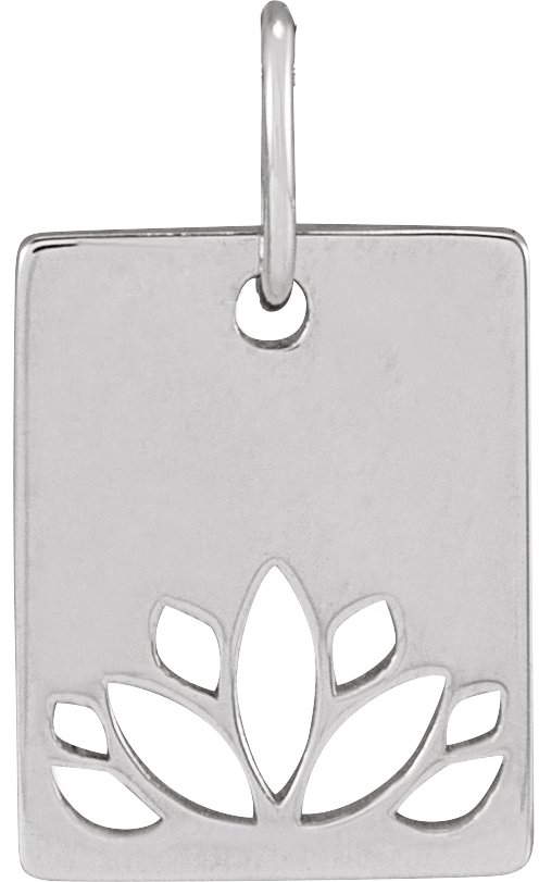 14K White 13.78x8 mm Lotus Pendant