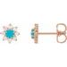 14K Rose Natural Turquoise & 1/8 CTW Natural Diamond Flower Earrings