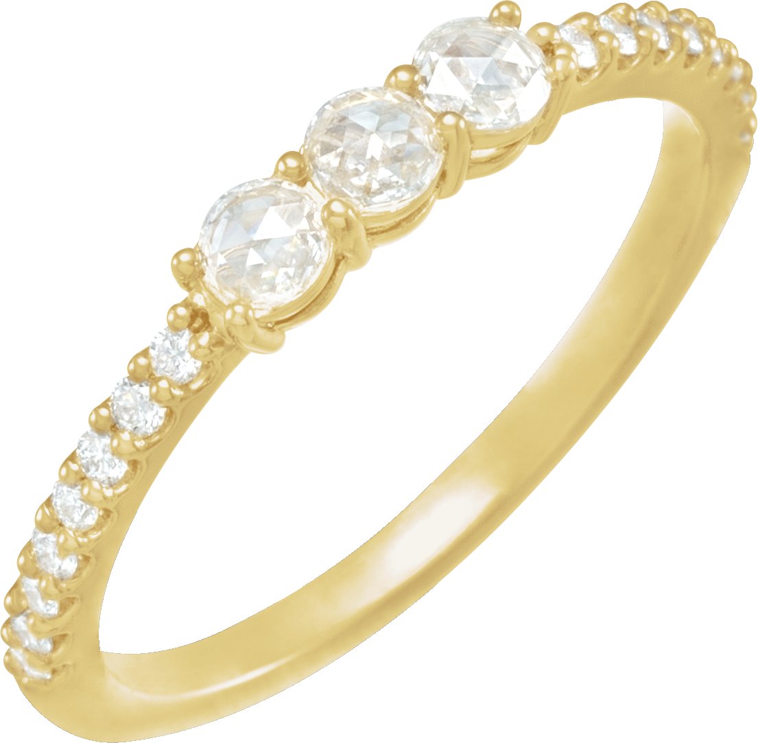 14K Yellow 1/3 CTW Natural Rose-Cut Diamond Three-Stone Anniversary Band