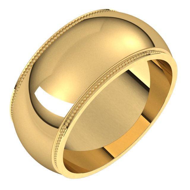 Milgrain Stepped-Edge Half Round Band