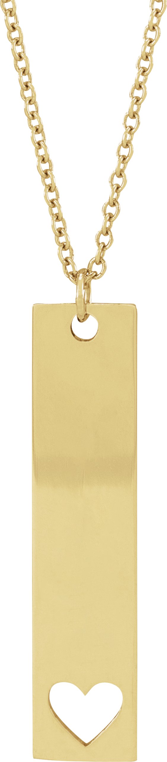 14K Yellow Engravable Bar 16-18 Necklace