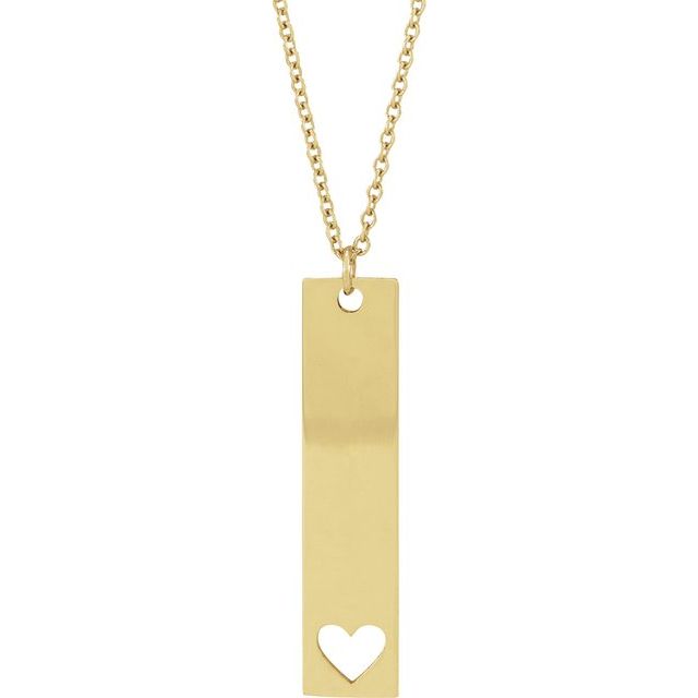 14K Yellow Engravable Bar 16-18 Necklace
