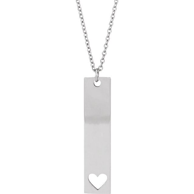 Sterling Silver Engravable Bar 16-18" Necklace