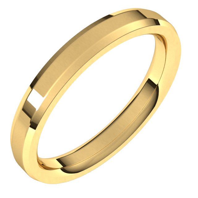 14K Yellow 3 mm Beveled-Edge Comfort-Fit Band Size 10