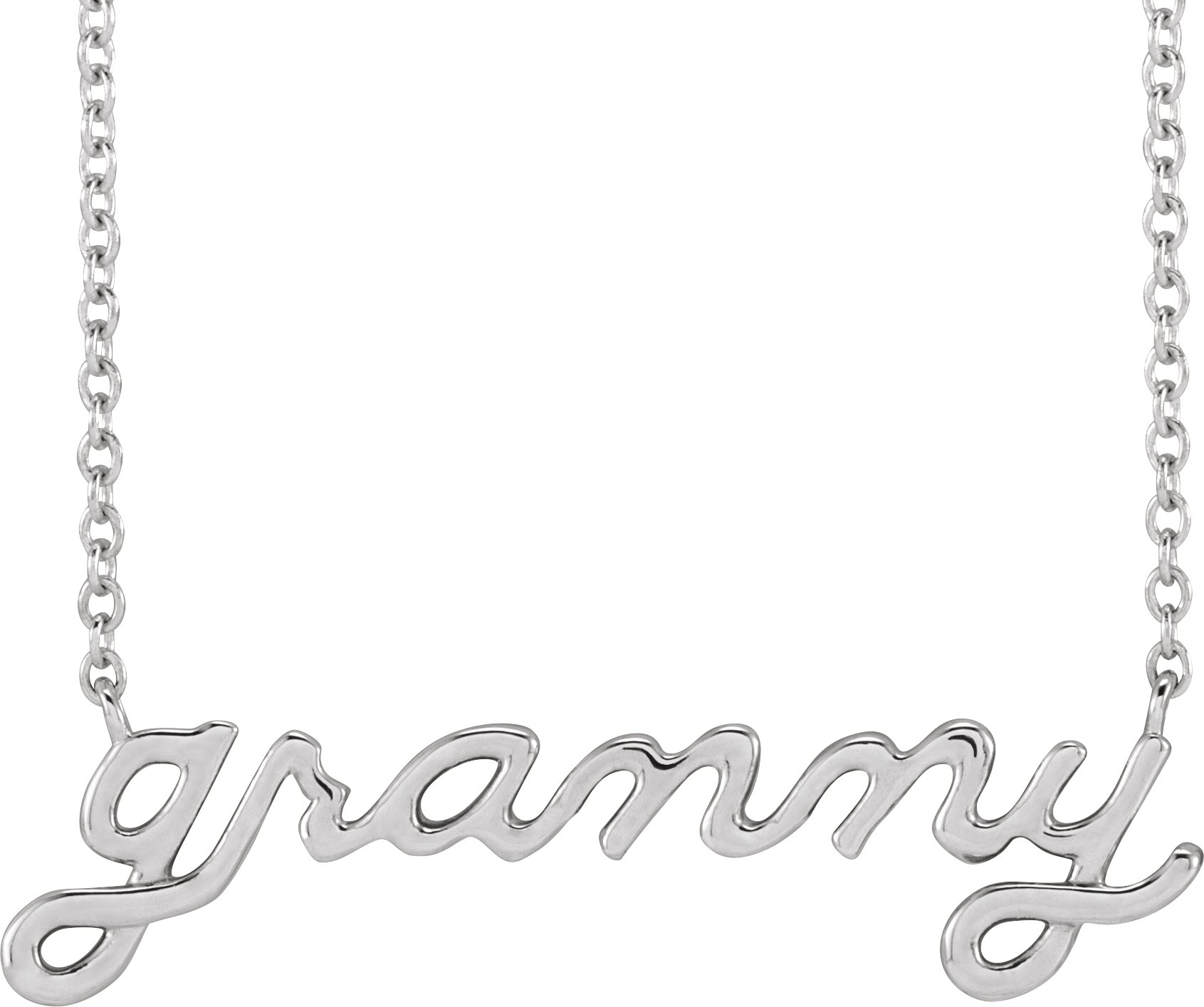 14K White Lowercase Script Granny 18" Necklace