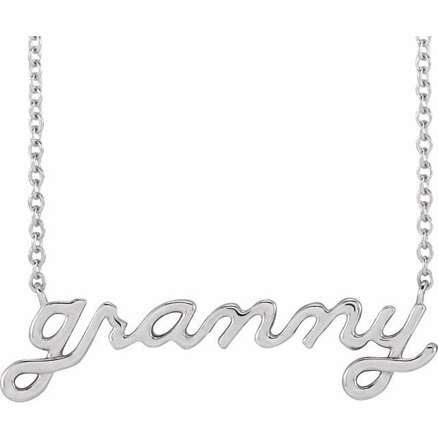 Sterling Silver Lowercase Script Granny 18 Necklace