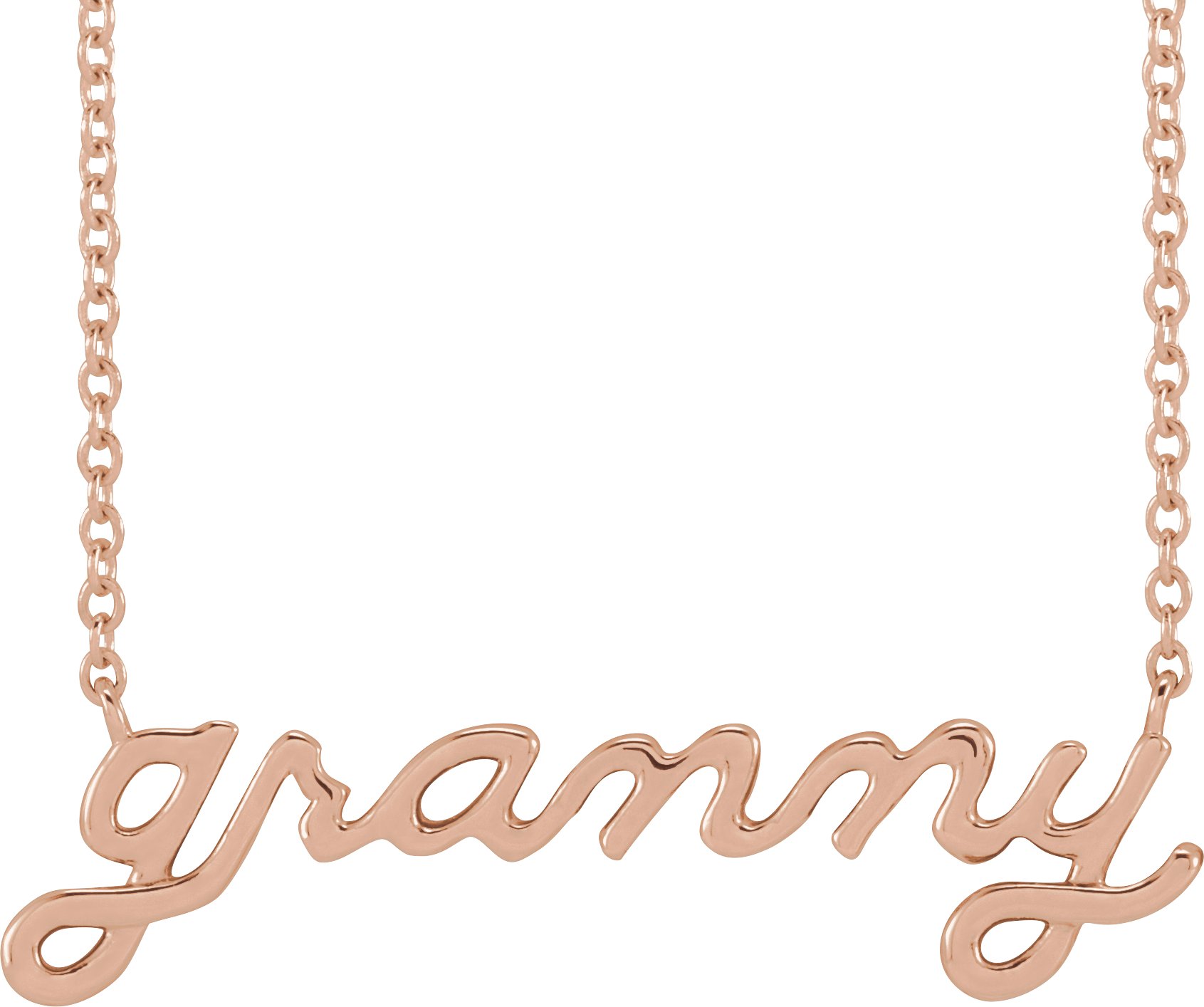 14K Rose Lowercase Script Granny 18" Necklace