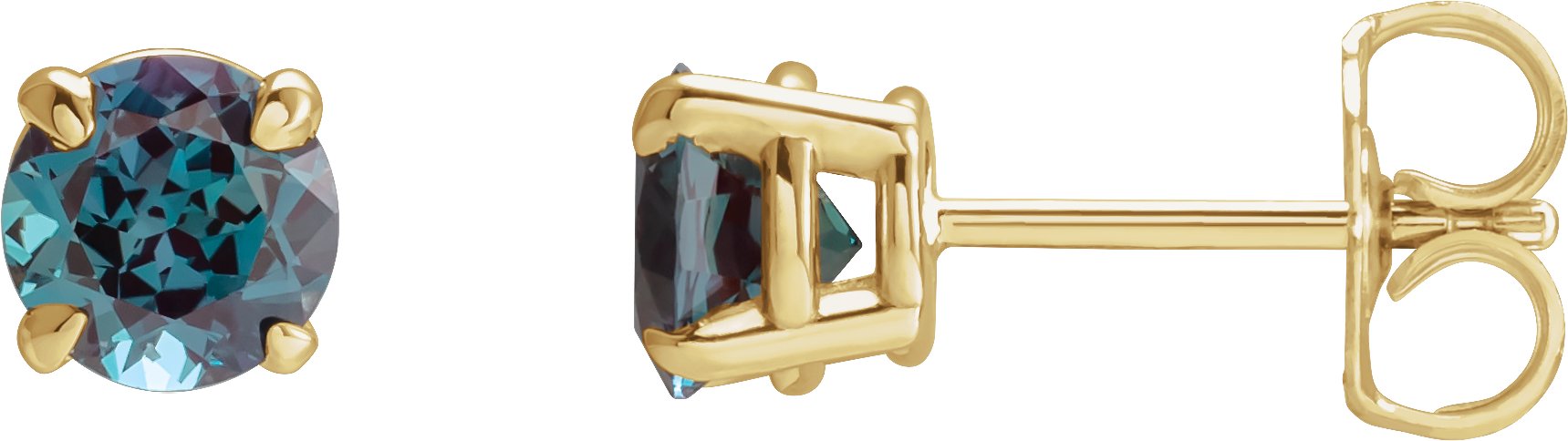 14K Yellow Lab-Grown Alexandrite Earrings