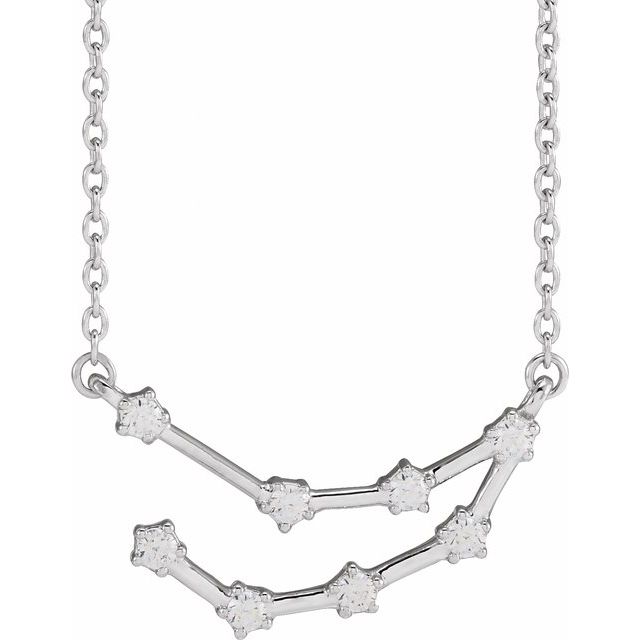 14K White 1/6 CTW Natural Diamond Capricorn 16-18" Necklace