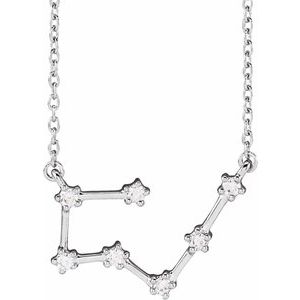 14K White 1/6 CTW Natural Diamond Taurus 16-18" Necklace