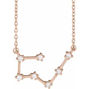 14K Rose 1/6 CTW Natural Diamond Taurus 16-18" Necklace
