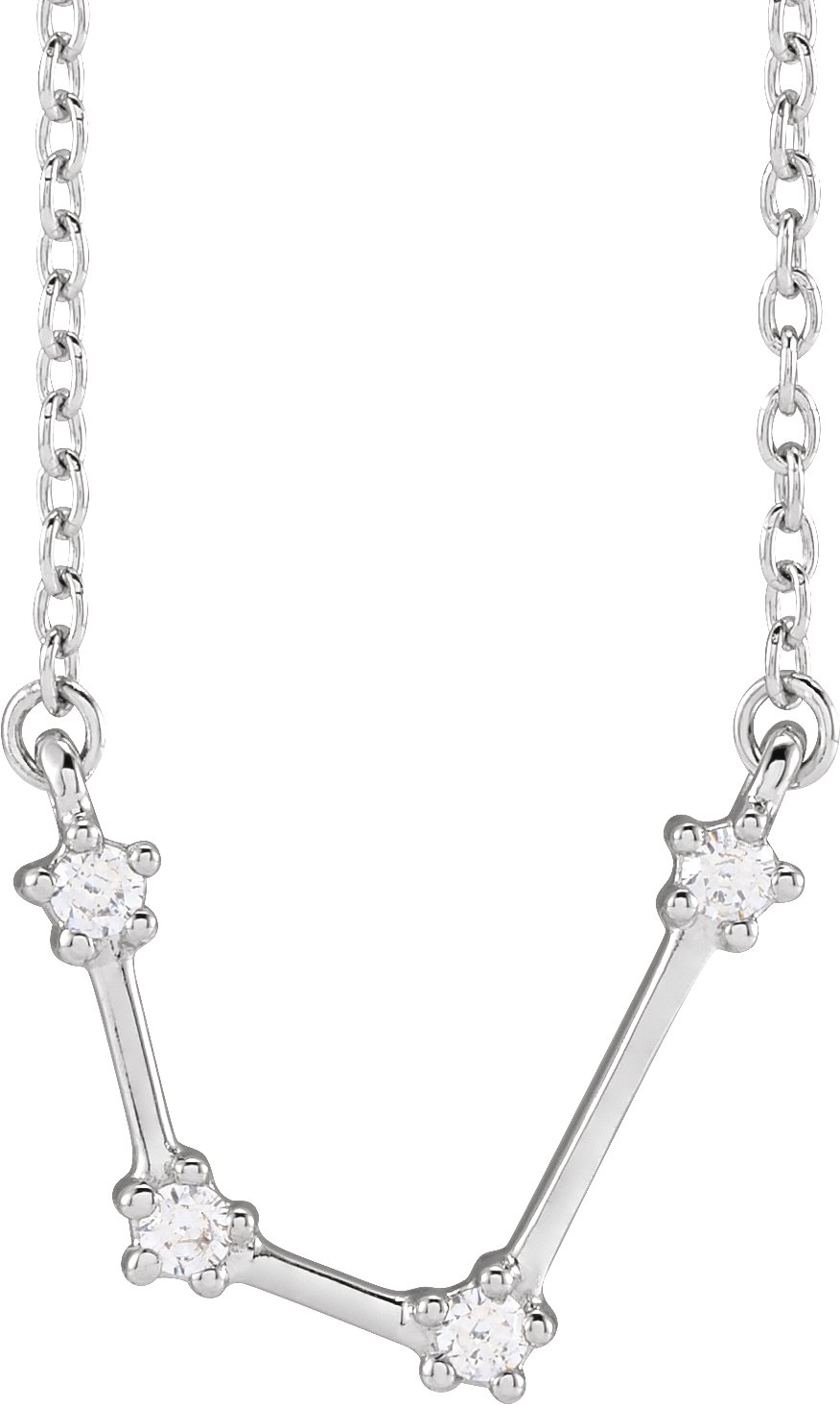 14K White 1/10 CTW Natural Diamond Aquarius 16-18" Necklace
