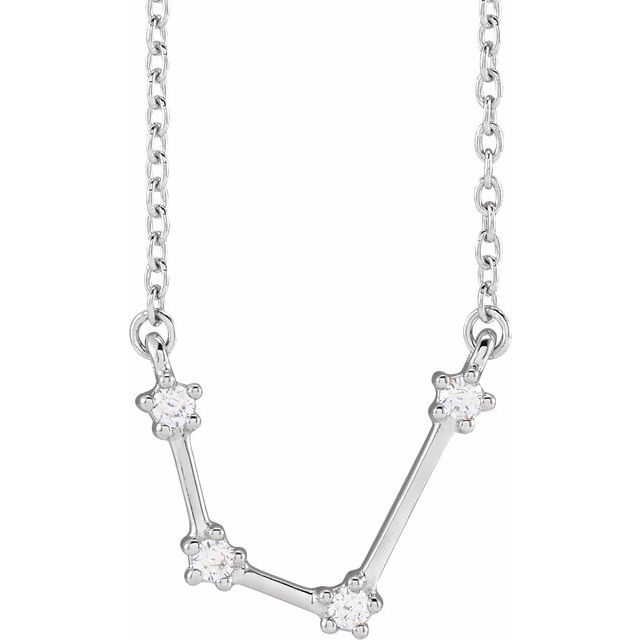 14K White 1/10 CTW Natural Diamond Aquarius 16-18 Necklace