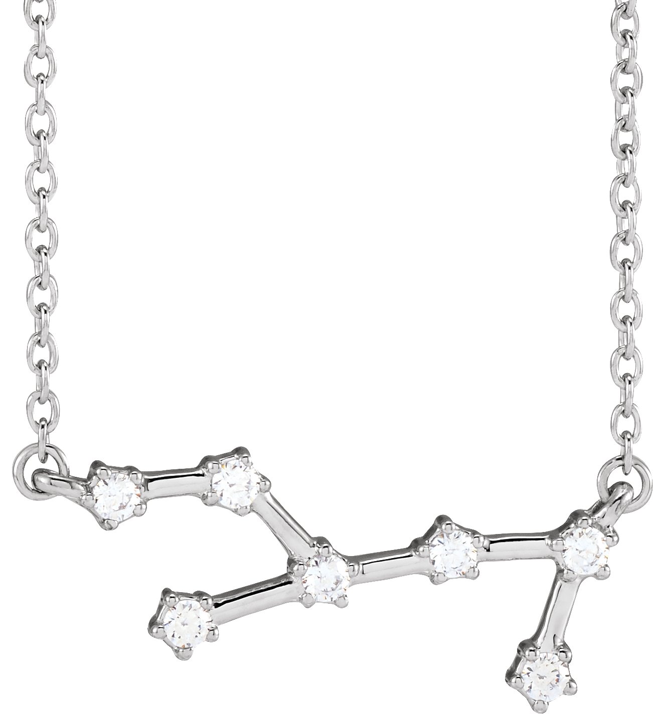 14K White 1/6 CTW Natural Diamond Virgo 16-18" Necklace